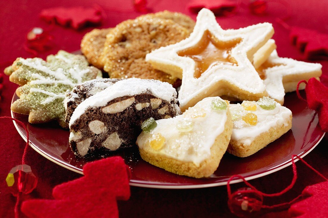 Assorted Christmas biscuits on plate