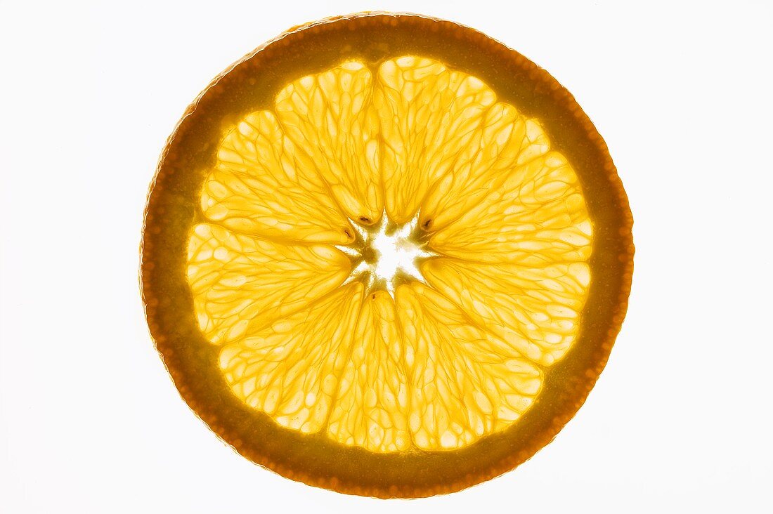 Slice of orange, backlit