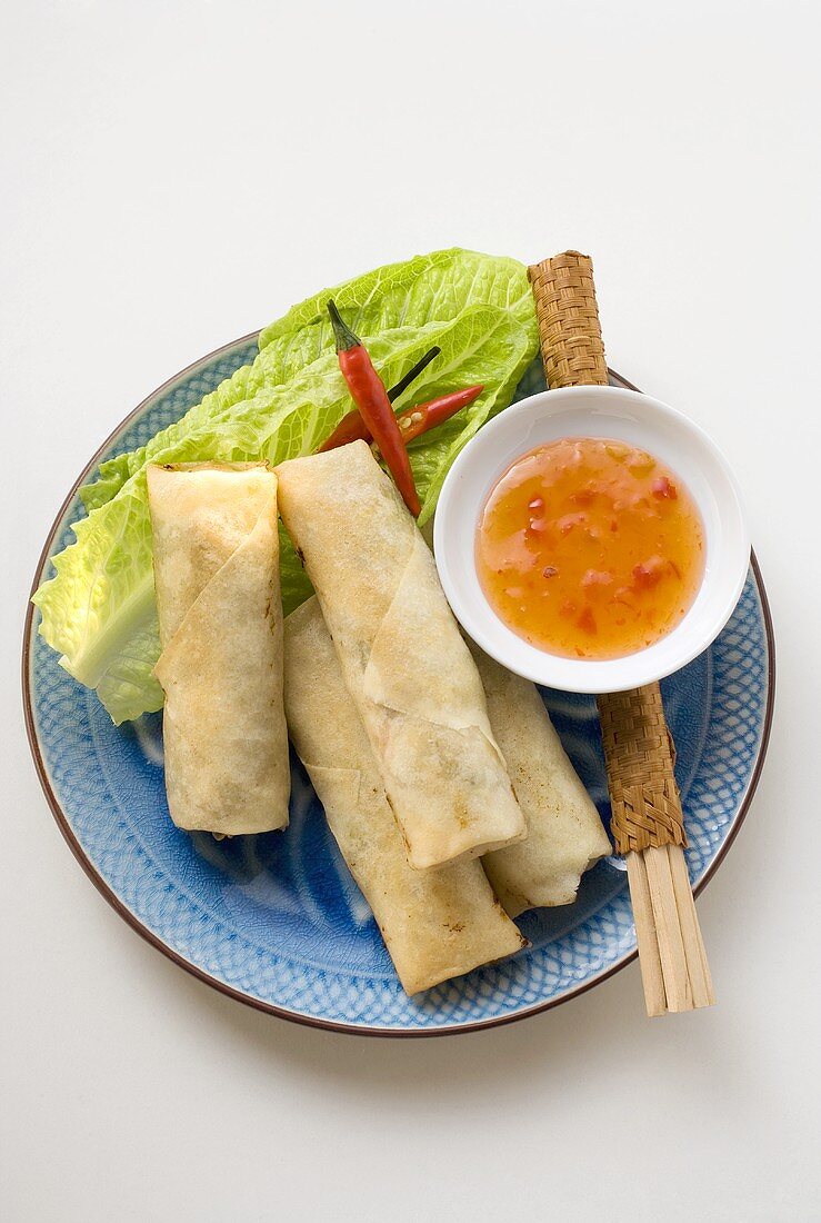 Spring rolls with chili dip