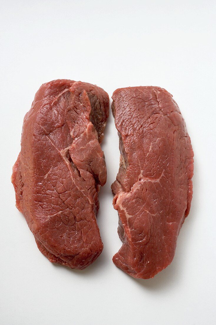 Two slices of beef sirloin