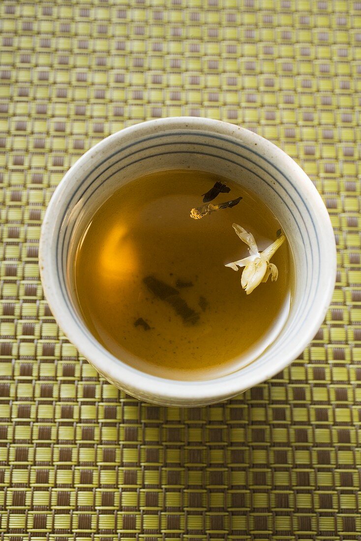 Jasmine tea in small bowl
