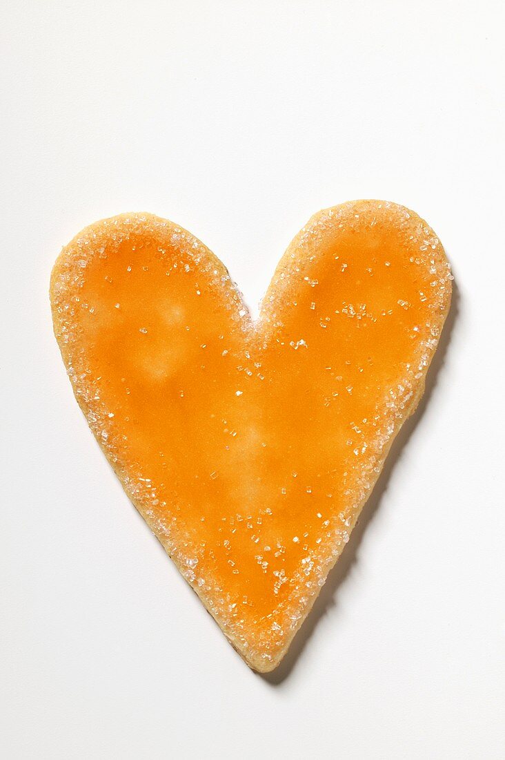Glazed and sugared heart-shaped biscuit