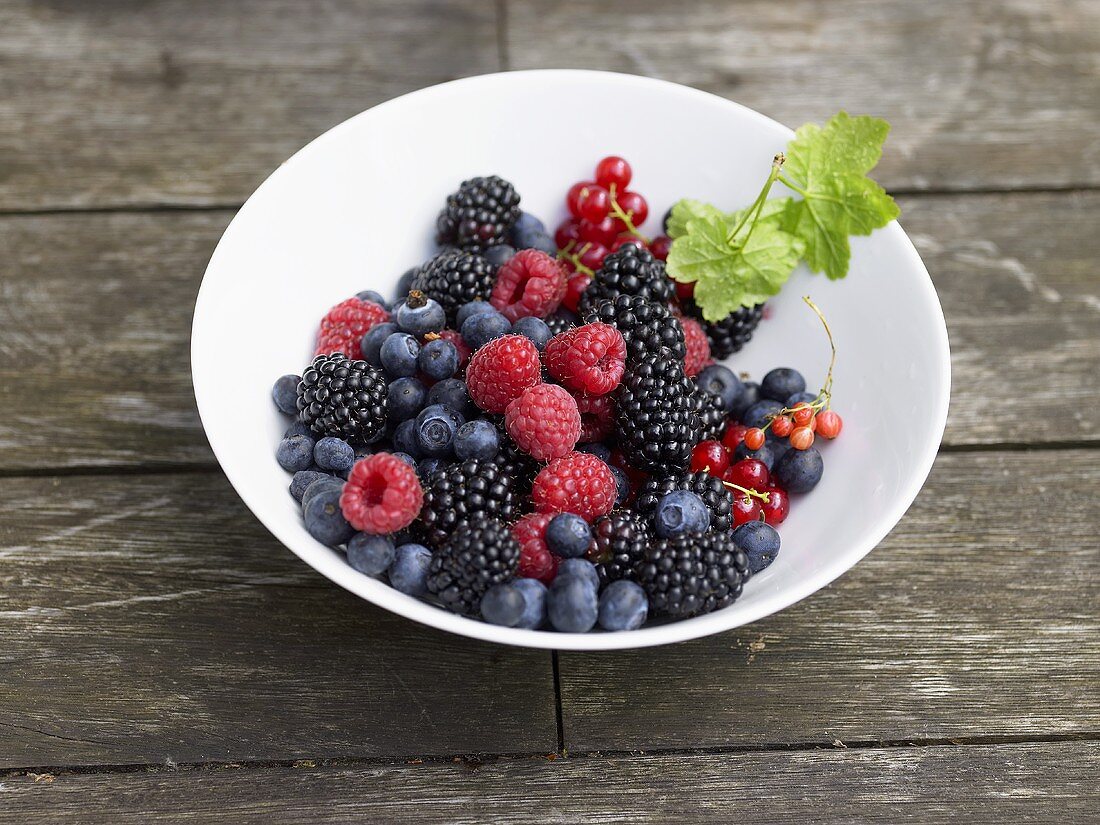 Fresh berries in white dish