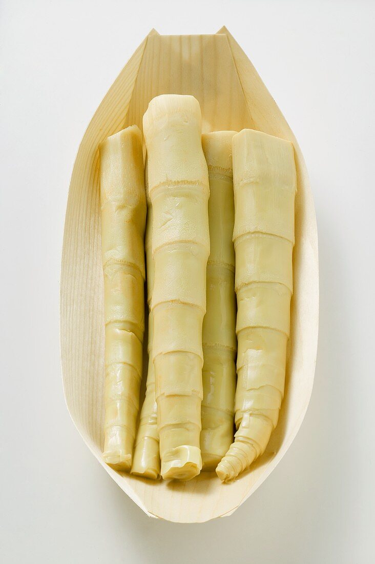 Bamboo shoots in wooden bowl