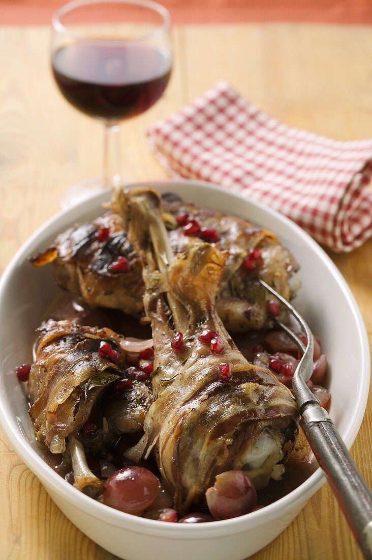 Braised lamb with cranberries and grapes