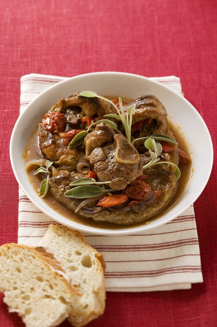 Osso buco with tomatoes and sage