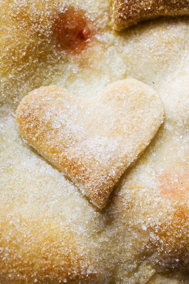 Pastry heart on cherry pie (detail)