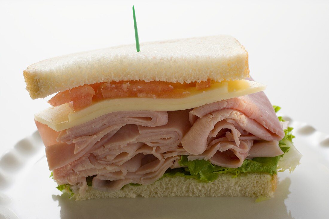 Ham, cheese and tomato sandwich