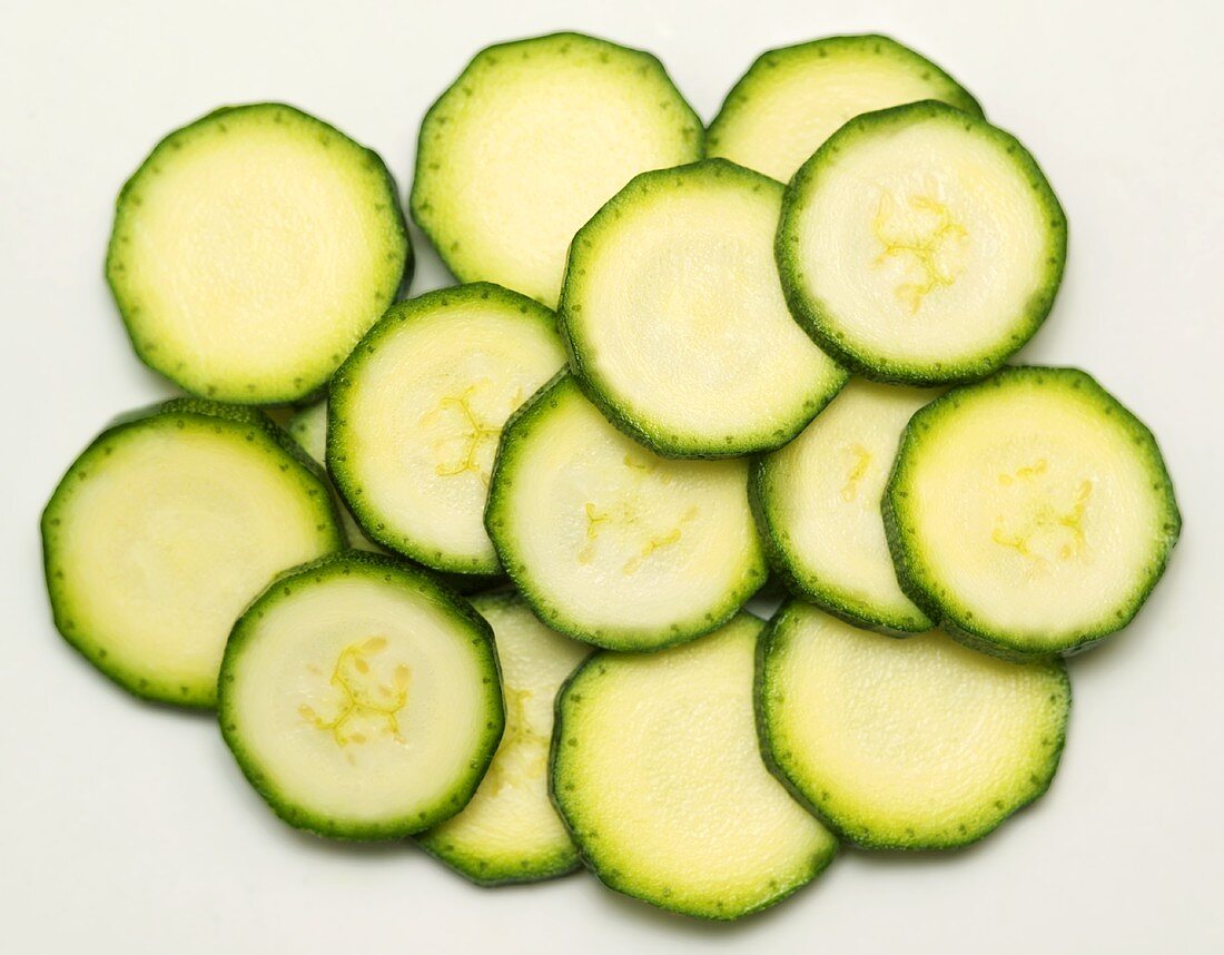 Several slices of courgette