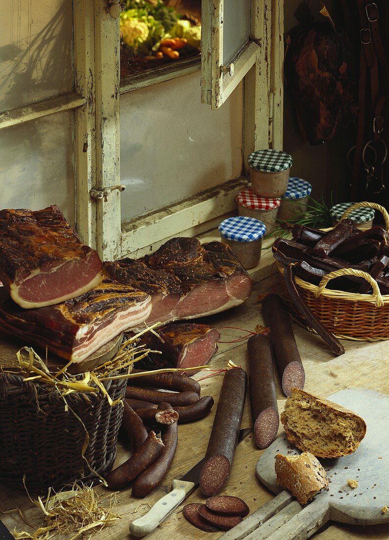 Ham and sausages from the Black Forest (Germany)