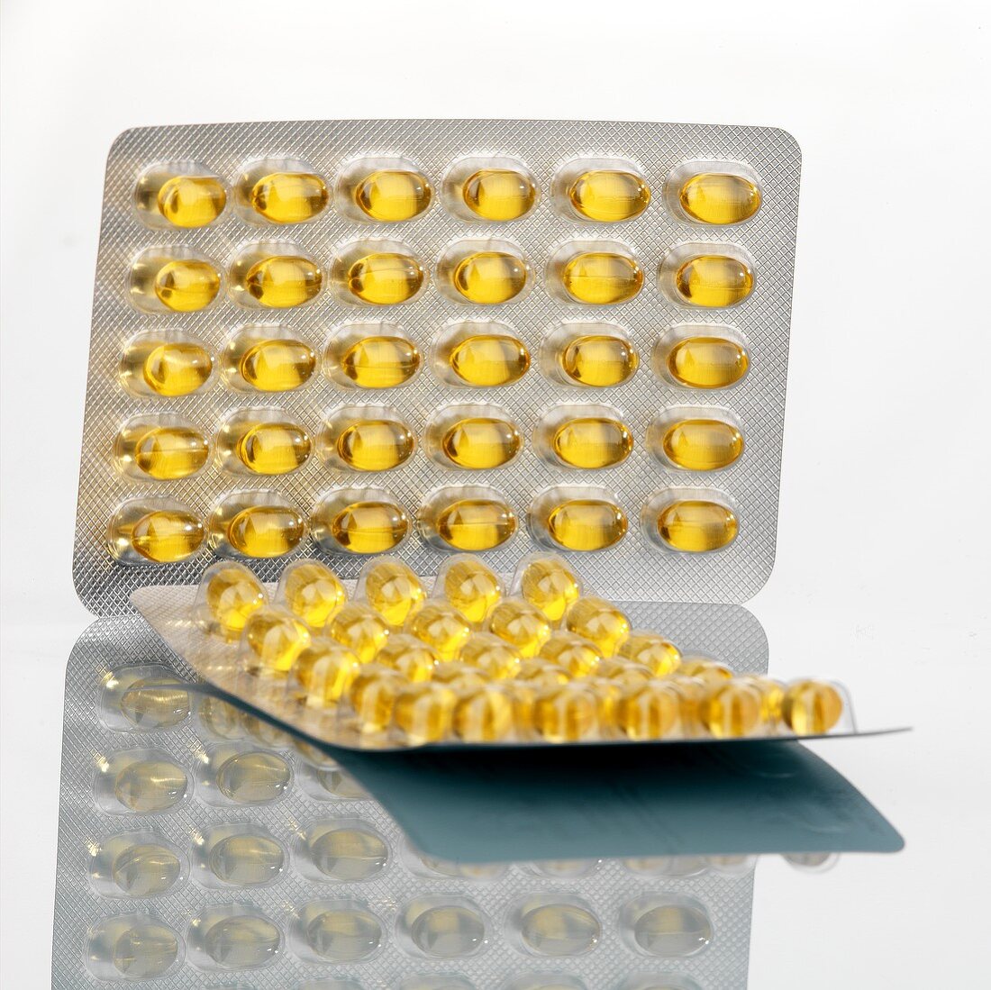 Vitamin E capsules in packaging