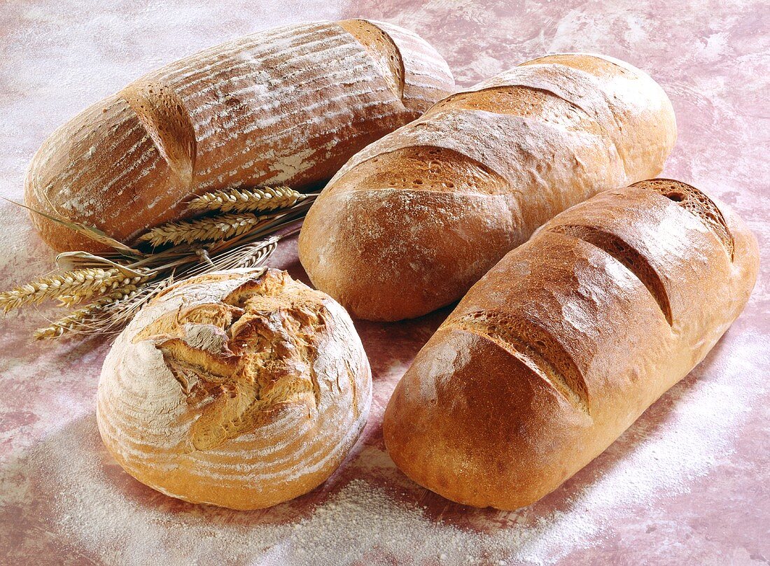 Verschiedene Brote aus Weizen