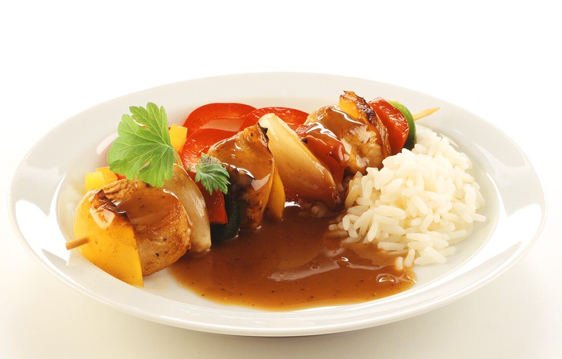 Shashlik with rice