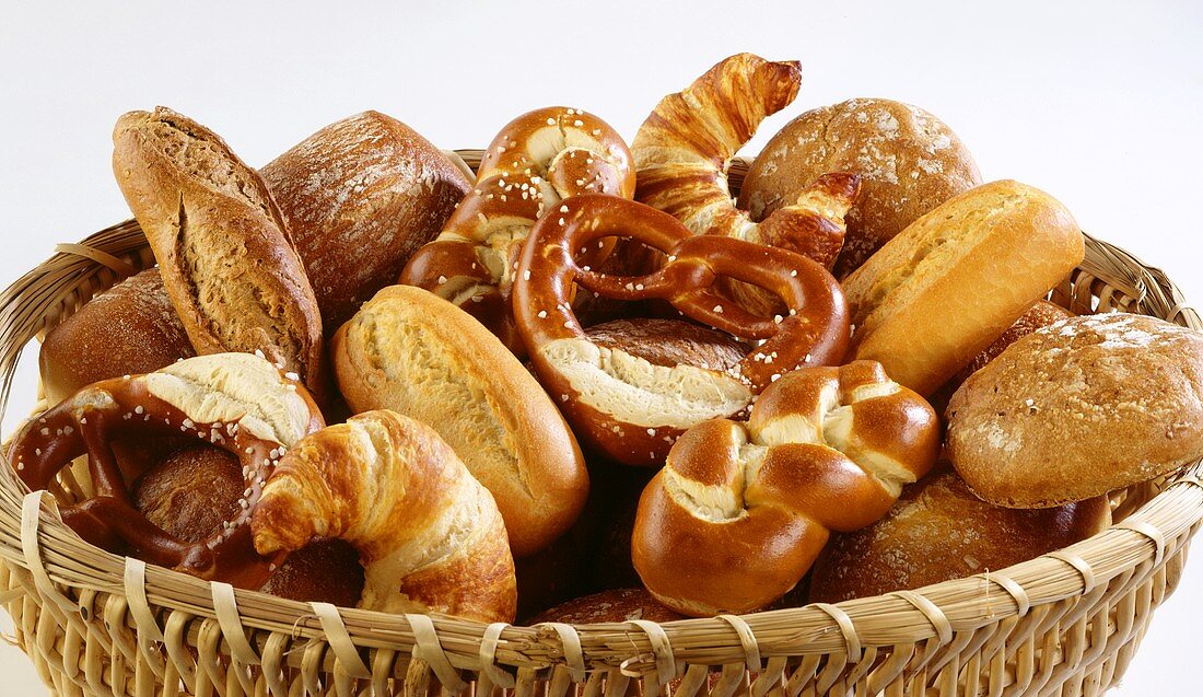 Basket of assorted baked goods