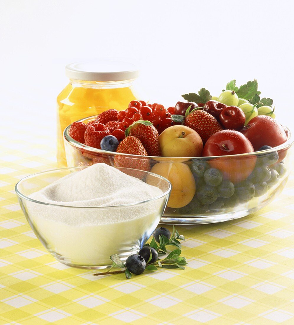 Jam-making ingredients: preserving sugar and fruit