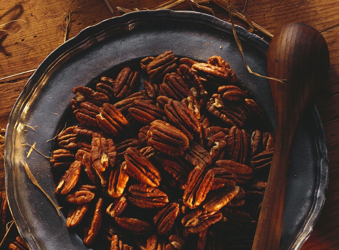 Pecans on Tin Plates