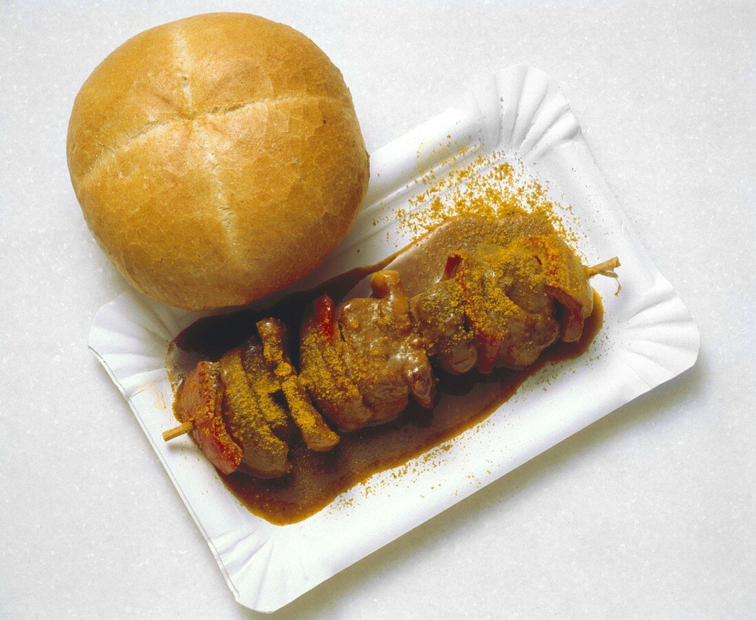 Beef Shishkebab with Bread Roll
