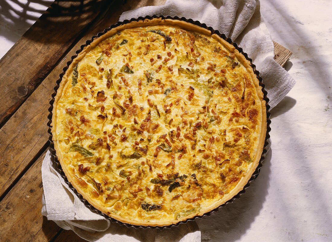 Savoy and bacon quiche