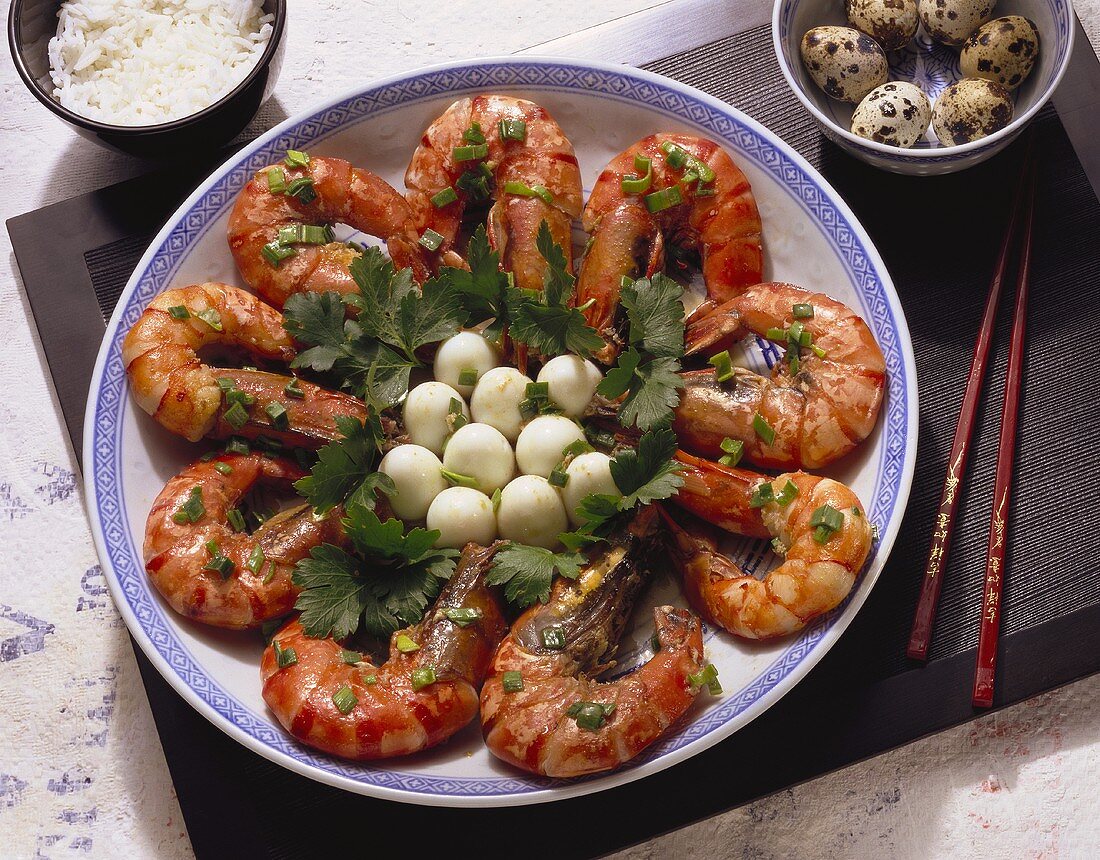 Shrimp with Quail Eggs