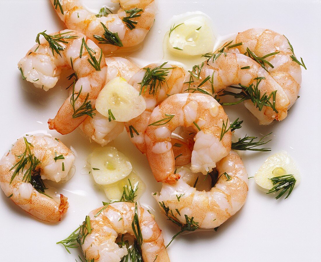 Shrimp with Dill and Garlic in Olive Oil