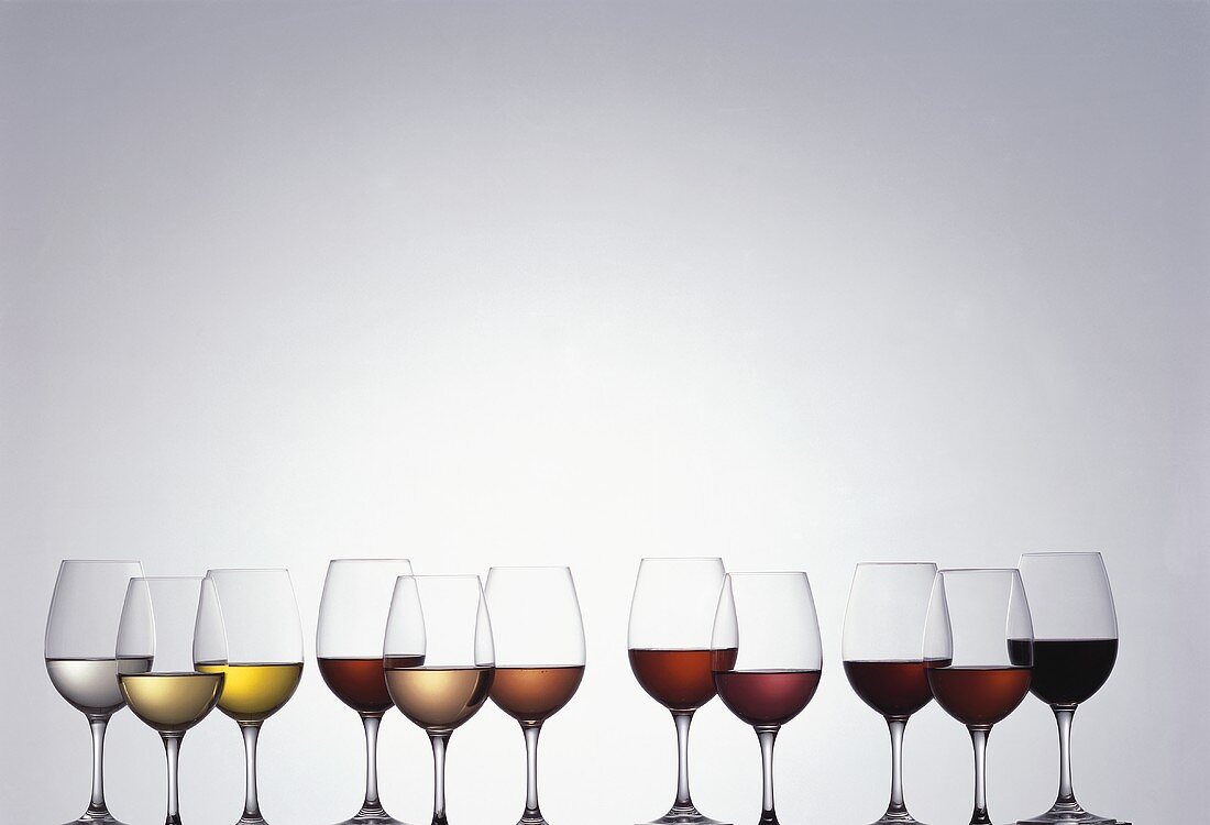 Various types of wine in glasses