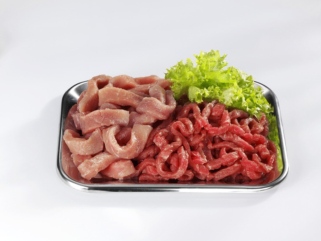 Kalbfleisch- und Rindfleischstreifen