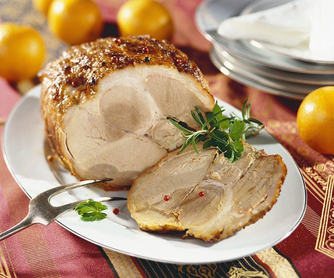 Glazed roast pork