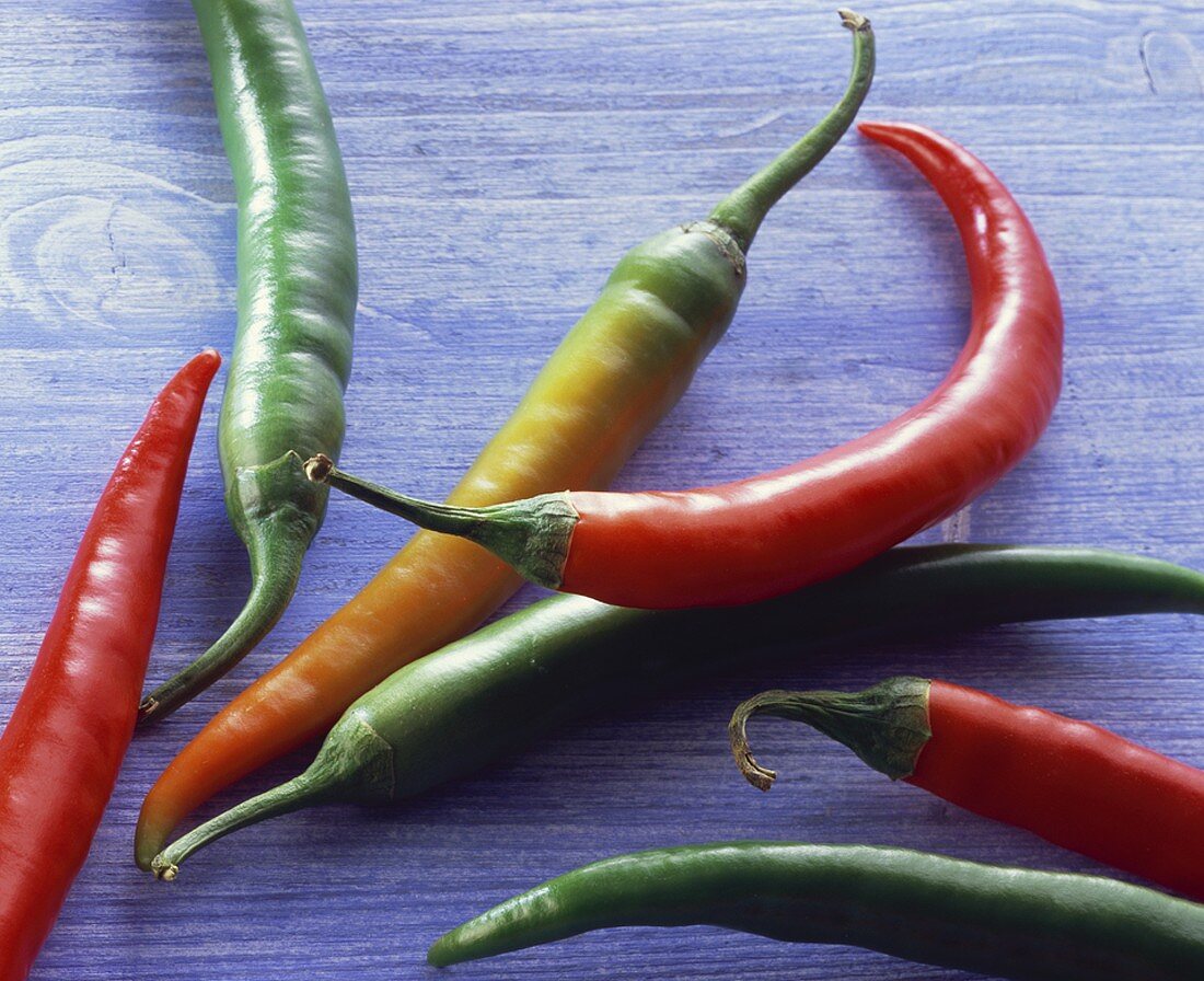 Different coloured chillies