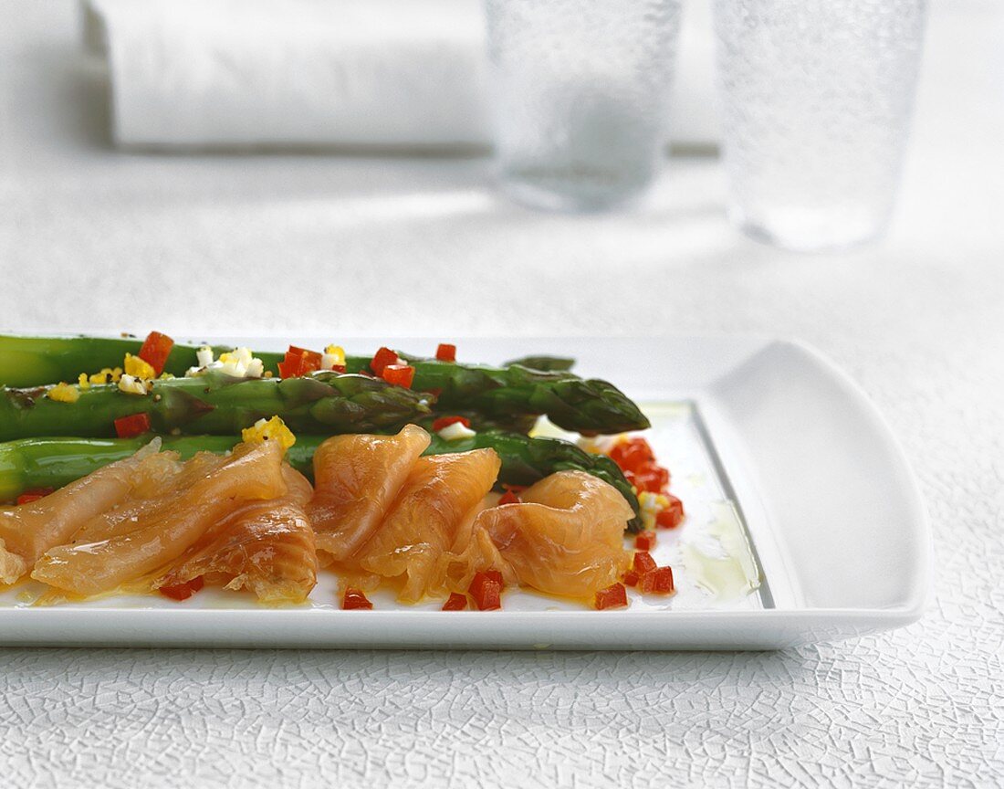 Salmon trout with green asparagus