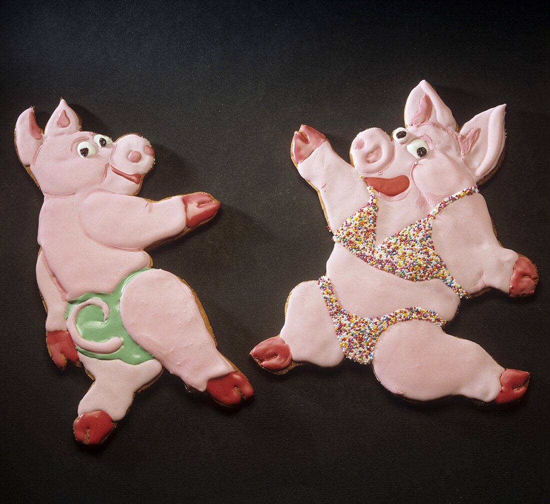 Zwei tanzende Schweine (Partygebäck)