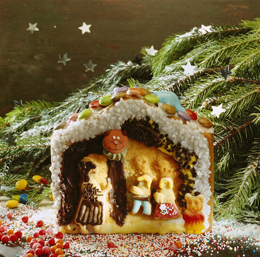 Gingerbread house (made from sponge mixture)