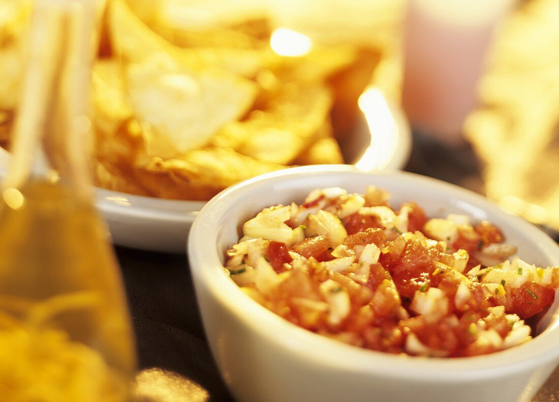 Tomato salsa and nachos (Mexico)