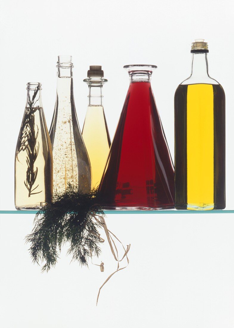 Various types of oil and vinegar