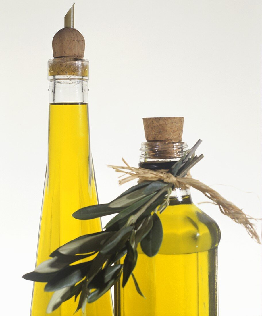 Olive oil in two bottles