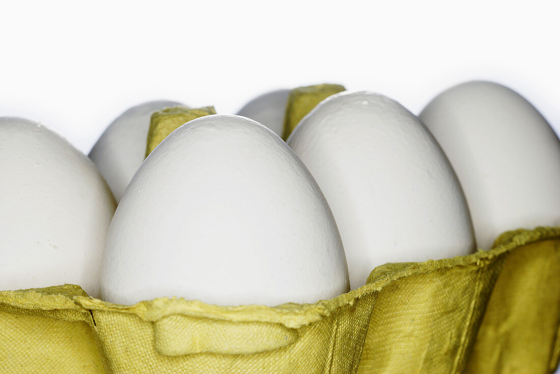 White eggs in an egg box