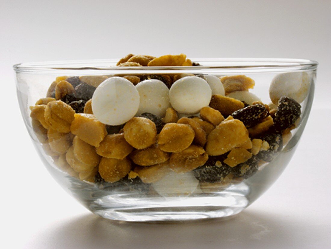 Trail Mix in a Glass Bowl