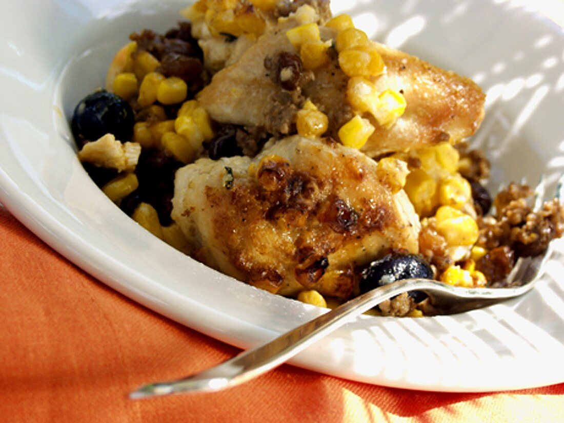 Chicken Pieces with Beef and Corn