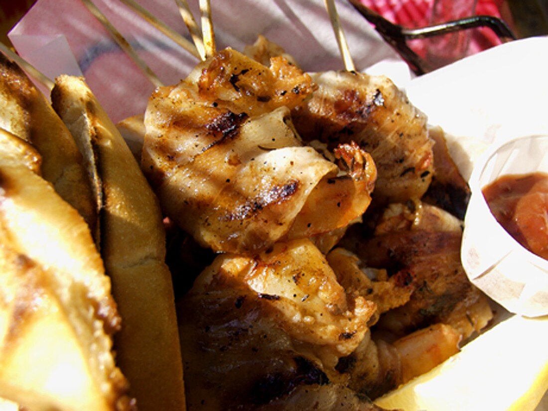 Skewered Shrimp with Bacon