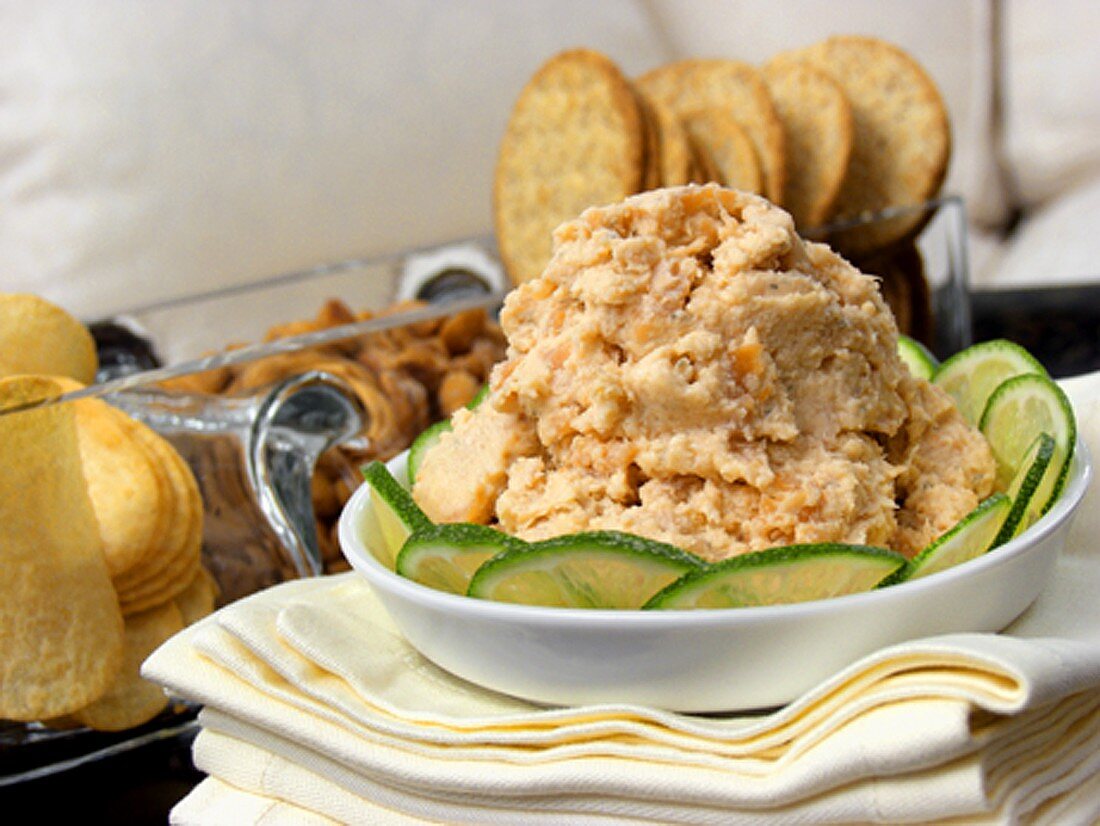Shrimp Dip with Sliced Cucumbers in a Bowl