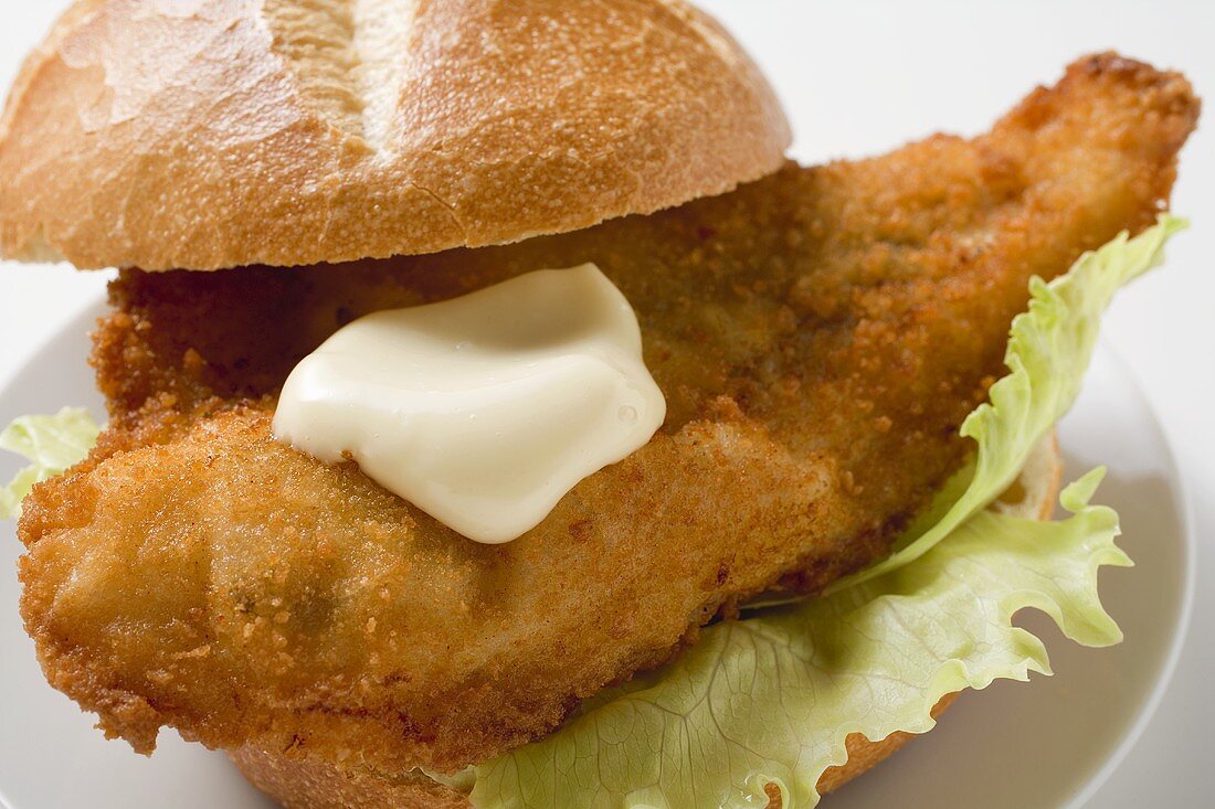 Fish burger with mayonnaise