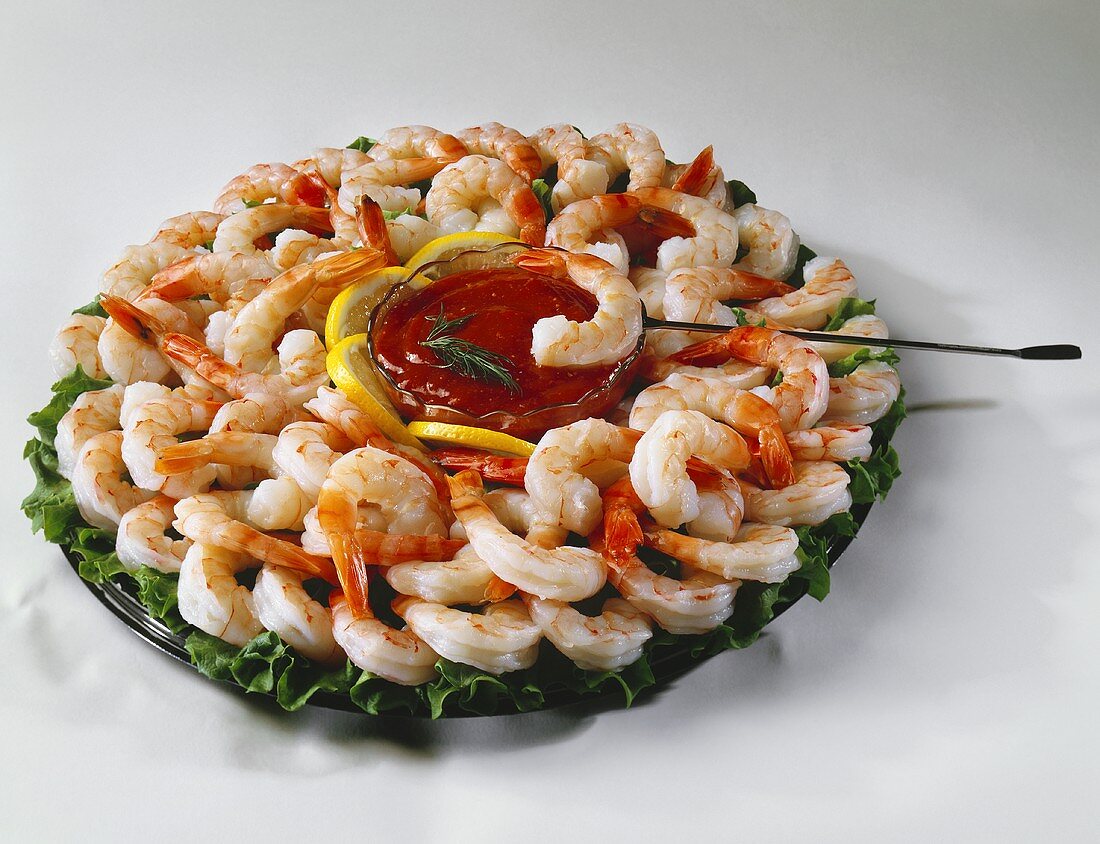 Shrimp Cocktail Platter on White