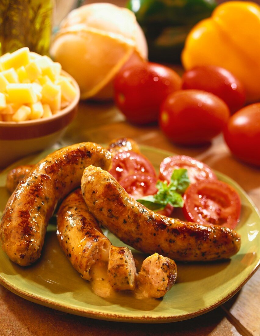 Cheese-stuffed sausages