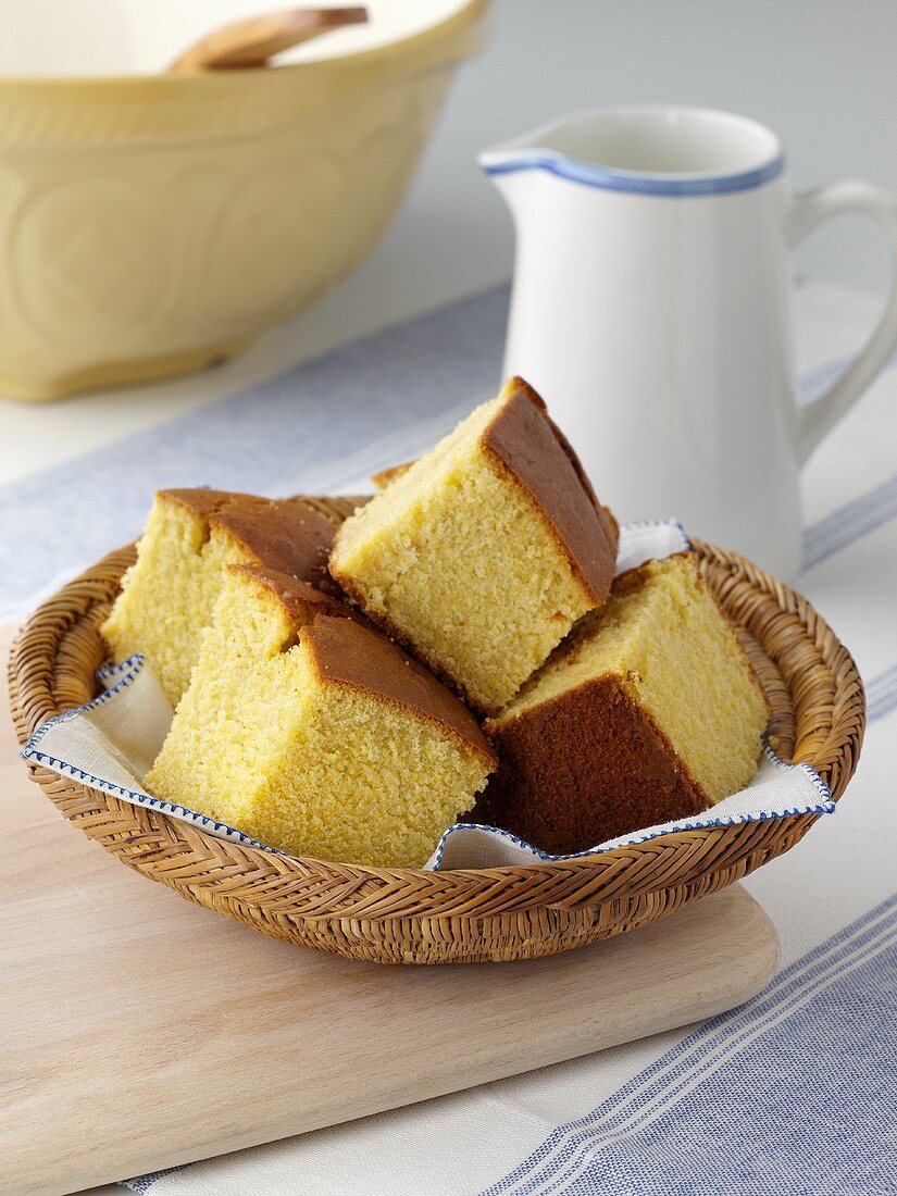 Cornbread cut into pieces