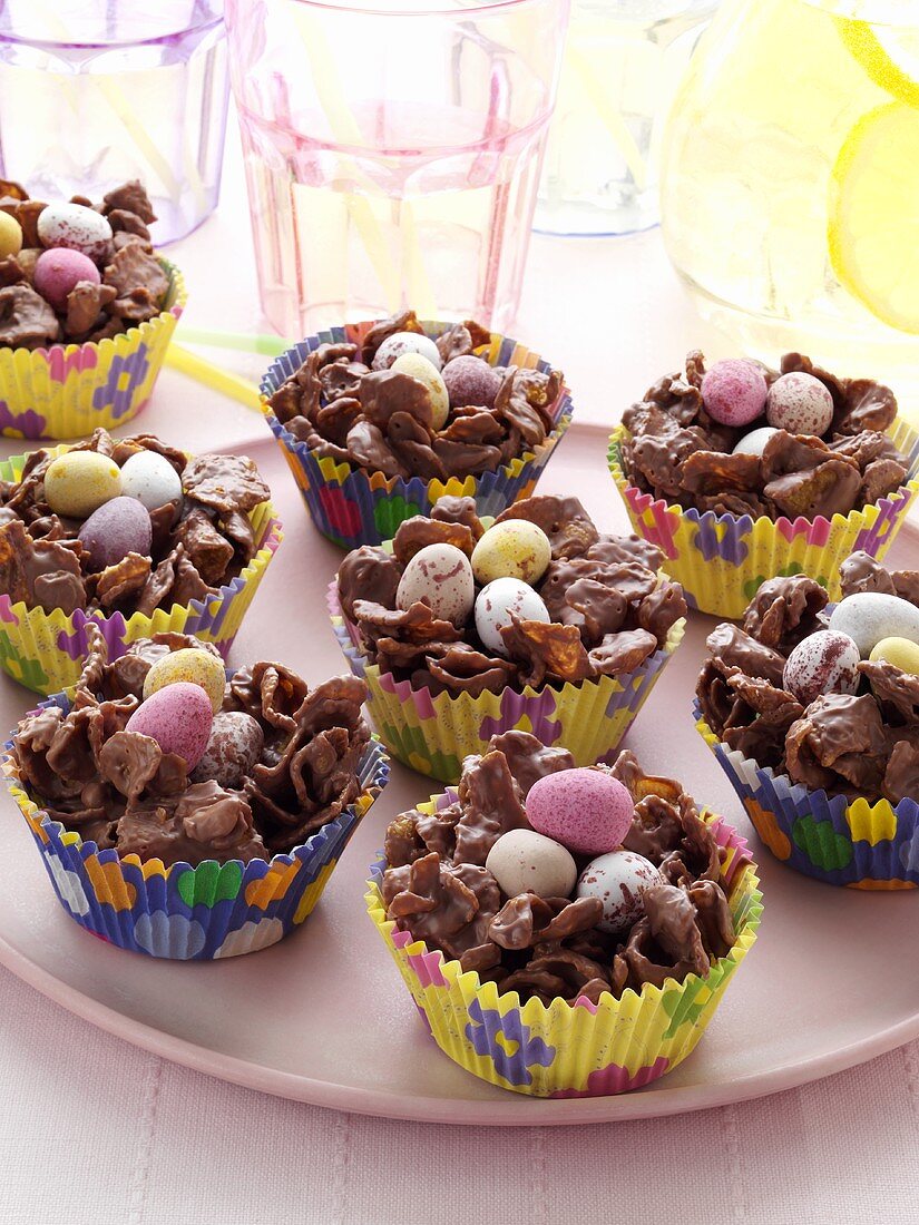Chocolate Easter Nests in Cupcake Liners