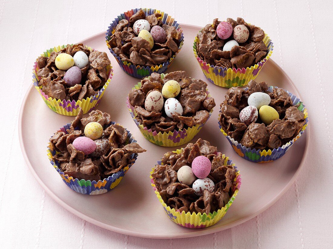 Plate of Easter Candy Nests in Cupcake Liners