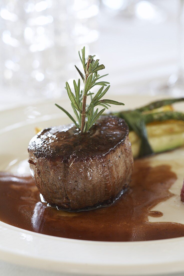 Filet mignon with rosemary and gravy