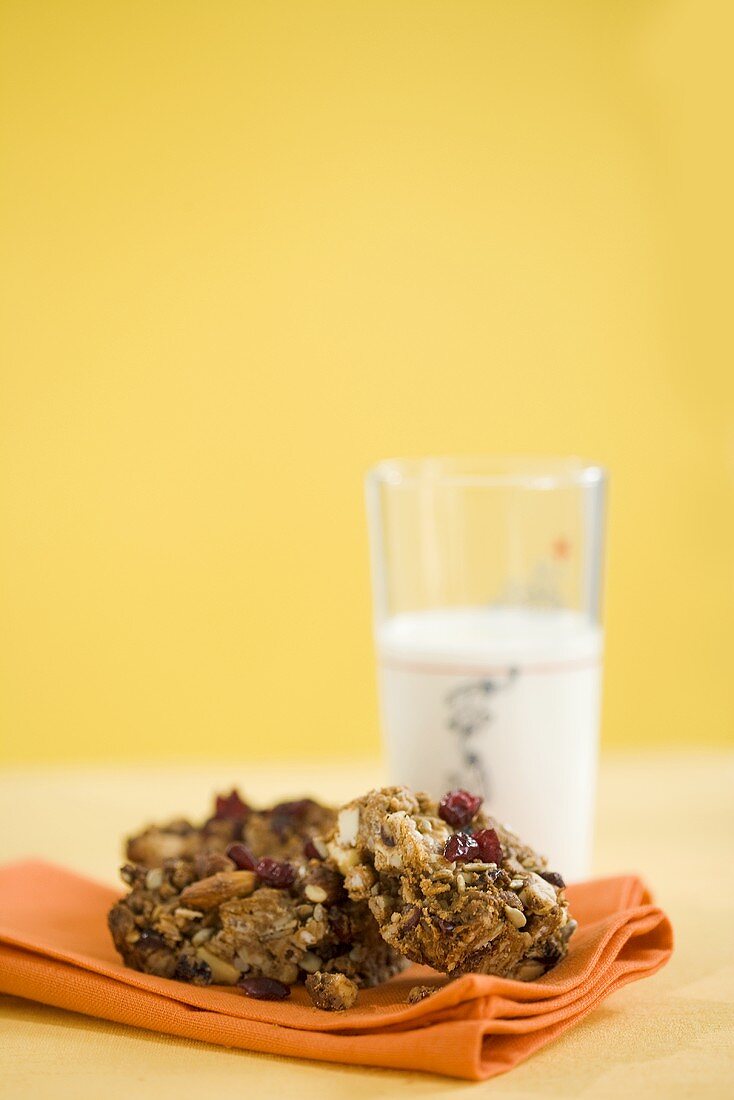 Granola Cookies with a Glass of Milk