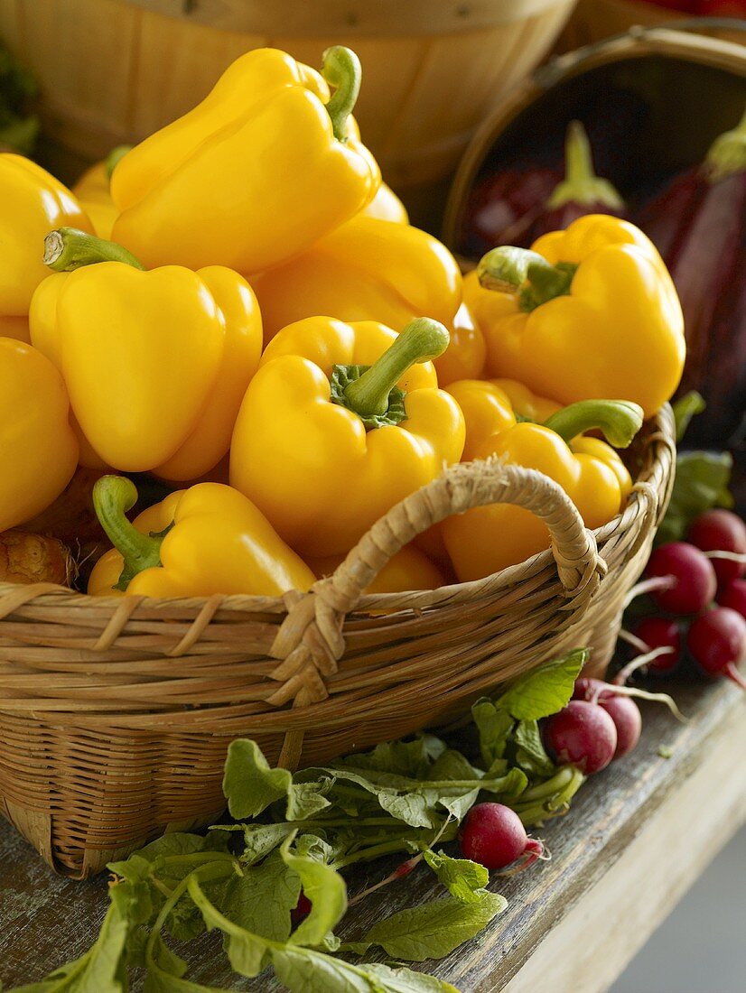 Basket of Yellow Bell Peppers
