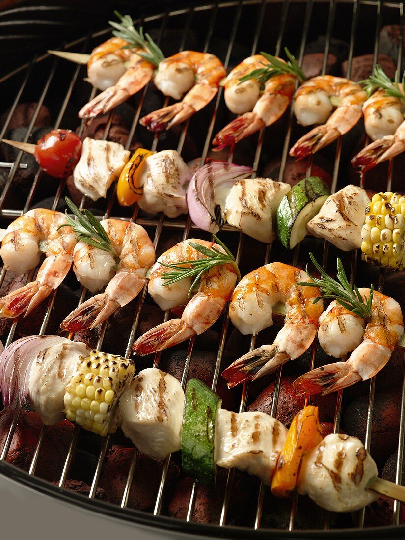 Chicken and Shrimp Kabobs on the Grill