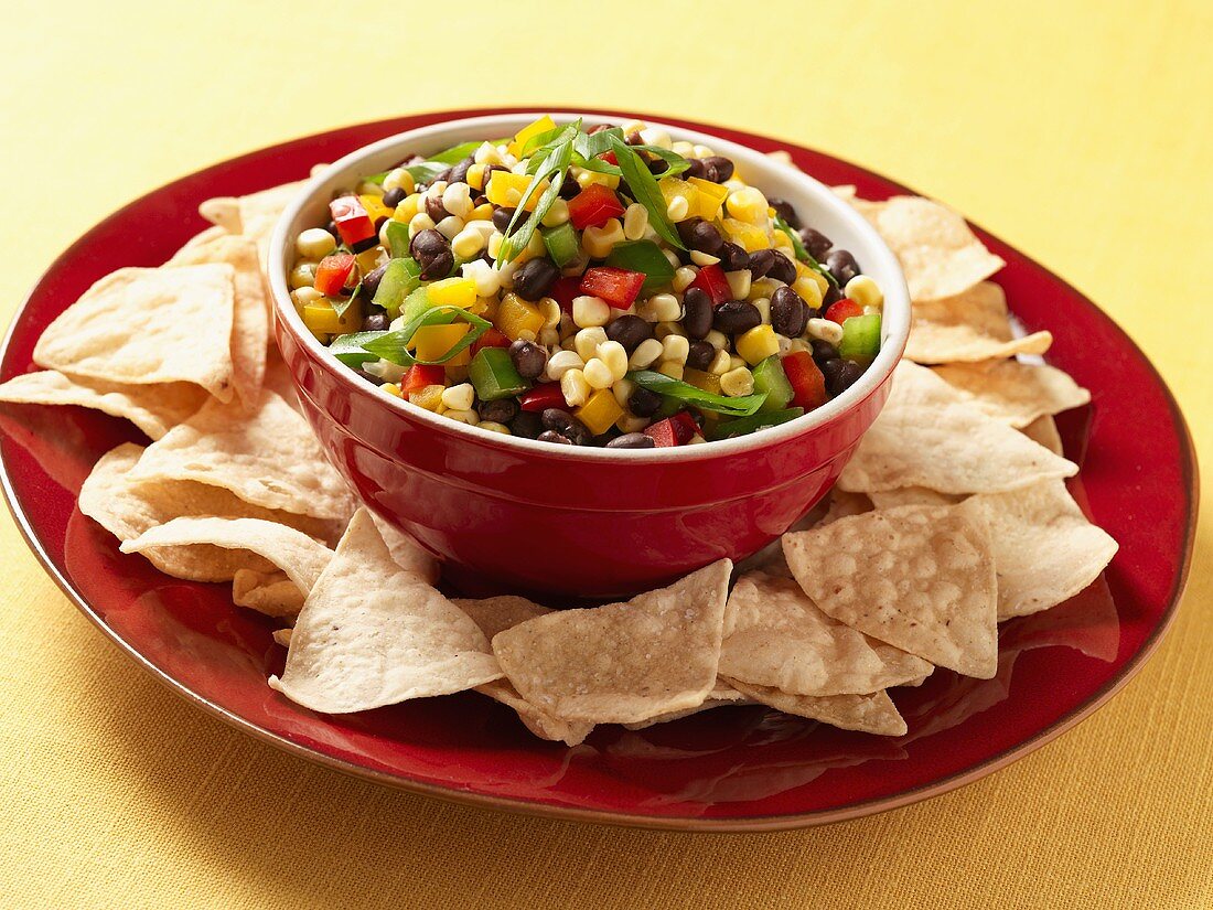 Corn and Black Bean Salsa with Tortilla Chips